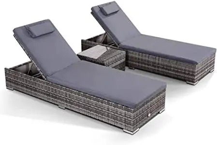 
Poly Rattan Sun Lounger Wicker Long Chair 