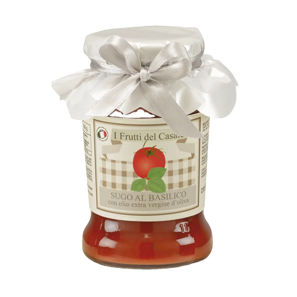 Tomato Sauce With Basilic High Quality Italian Pasta Sauce Frutti del Casale Ready To Eat Jar 190 Gr