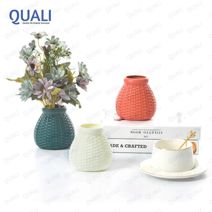 Qali прочная водонепроницаемая элегантная пластиковая ваза для цветов растений сада украшения дома