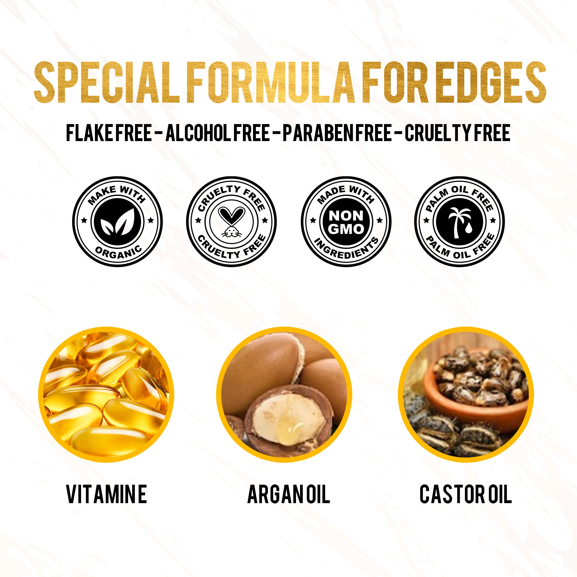 Водонепроницаемый натуральный контроль краев волос без этикетки, экстремальный надежный индивидуальный контроль краев с логотипом