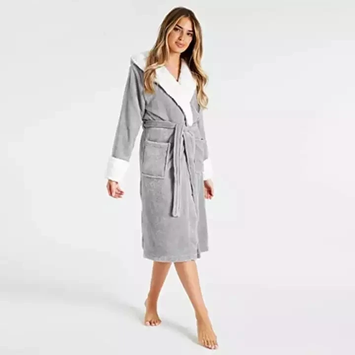 High quality Soft to touch design Luxury 5 Star Hotel Spa Bath Robe 100% Cotton Fleece Terry Bathrobe