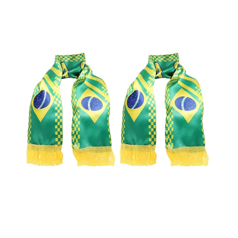 Football Game Cheering Up Brazil Sweden Country Scarf Soccer Scarf Custom Design Football Satin Polyester Scarf