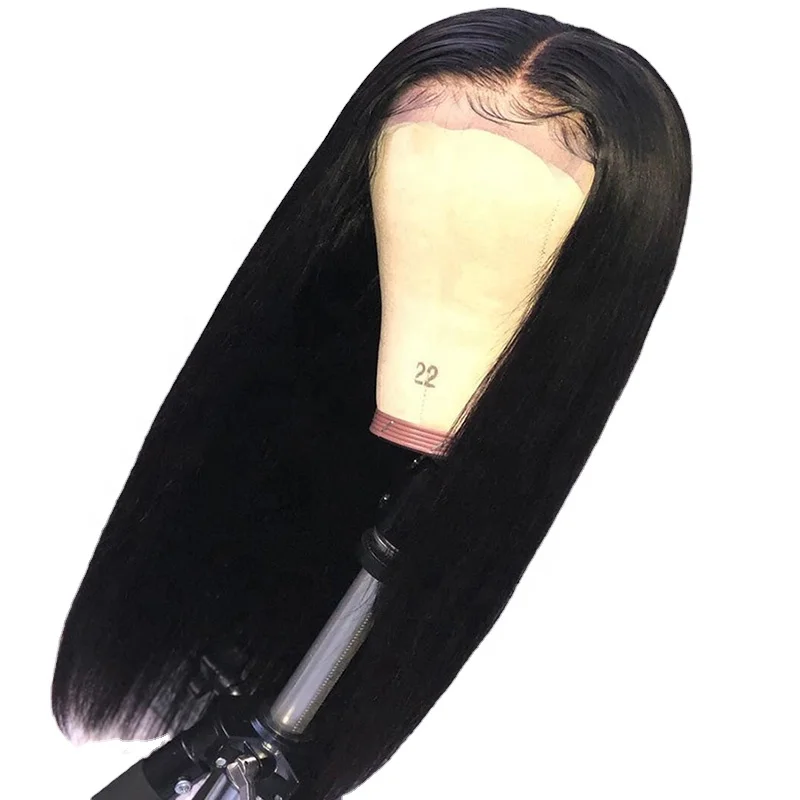 50inch pre-plucked Natural hair line Silky Straight Wig Vendor Closure Frontal lace Human Hair thick full Wig for black women