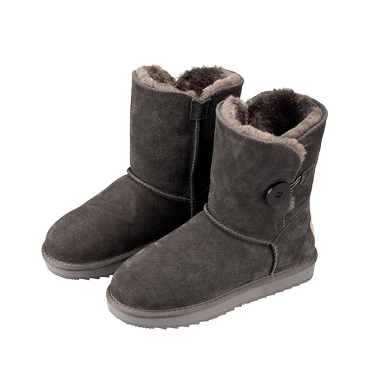 Fuzzy Waterproof Half Boots Platform Fur Button Snow Boots Warm Shoes for Women