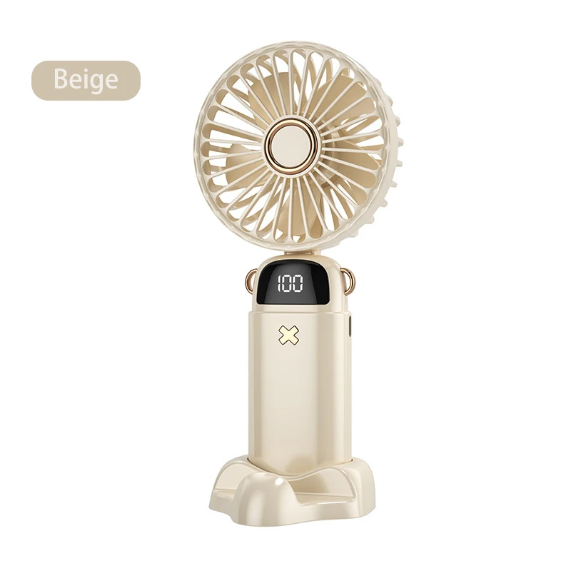Newest Upgrade Digital Display Portable Mini Handheld table Fan with Lanyard 3000mAh Rechargeable 3 in 1 USB Folding Neck Fan