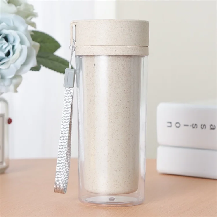 Factory wholesale wheat straw environmental protection material double-layer plastic water cup