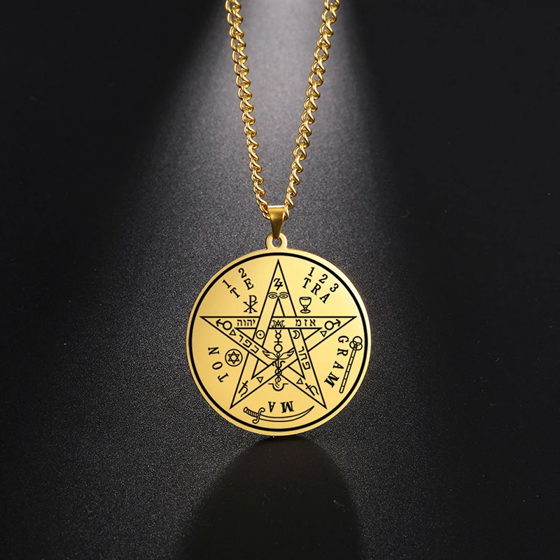 Винтажное ожерелье с подвеской Tetragrammaton волшебная благородная пентаграмма амулета Соломона Wahyeh из нержавеющей