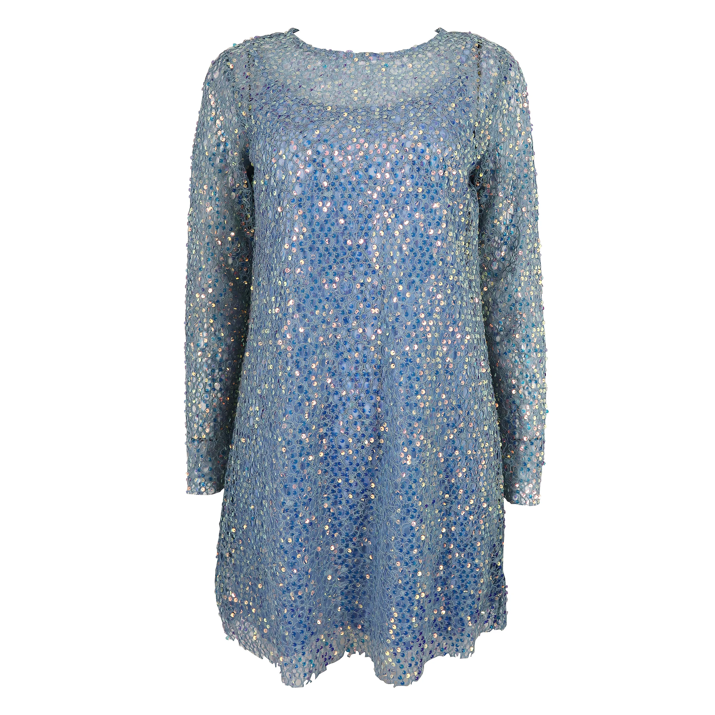 2021 New Design Lady Lace Sequins Party Cocktail Dress Shiny Long Sleeve Club Dress With Lining