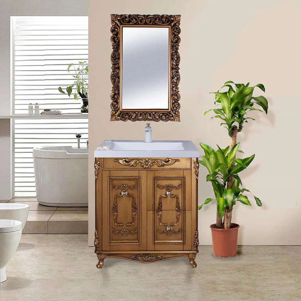 European Style Bathroom Cabinet Antique PVC Floor Cabinet