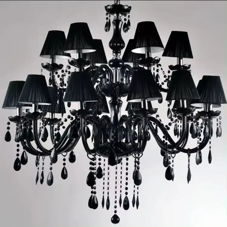 Trending Chandelier Lamps Black smoke Candle 11-light modern Unique crystal chandeliers for dining room