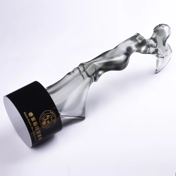 
elegant bodybuilding custom woman shaped optical crystal trophy 