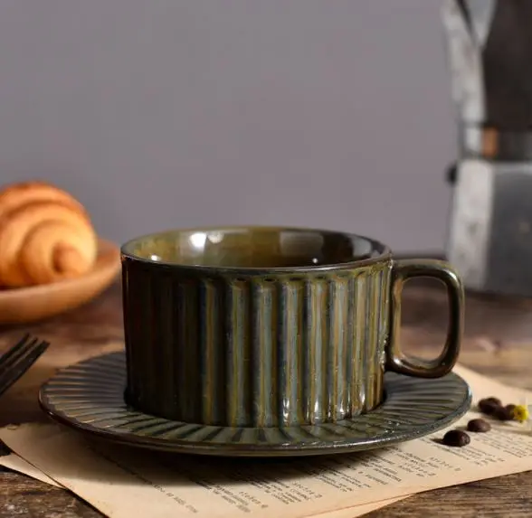Practical low price Top Selling New Design Ceramic Coffee Cup Coffee Mug  Vintage Teacup and Saucer For Cafe Restaurant Home Hotel