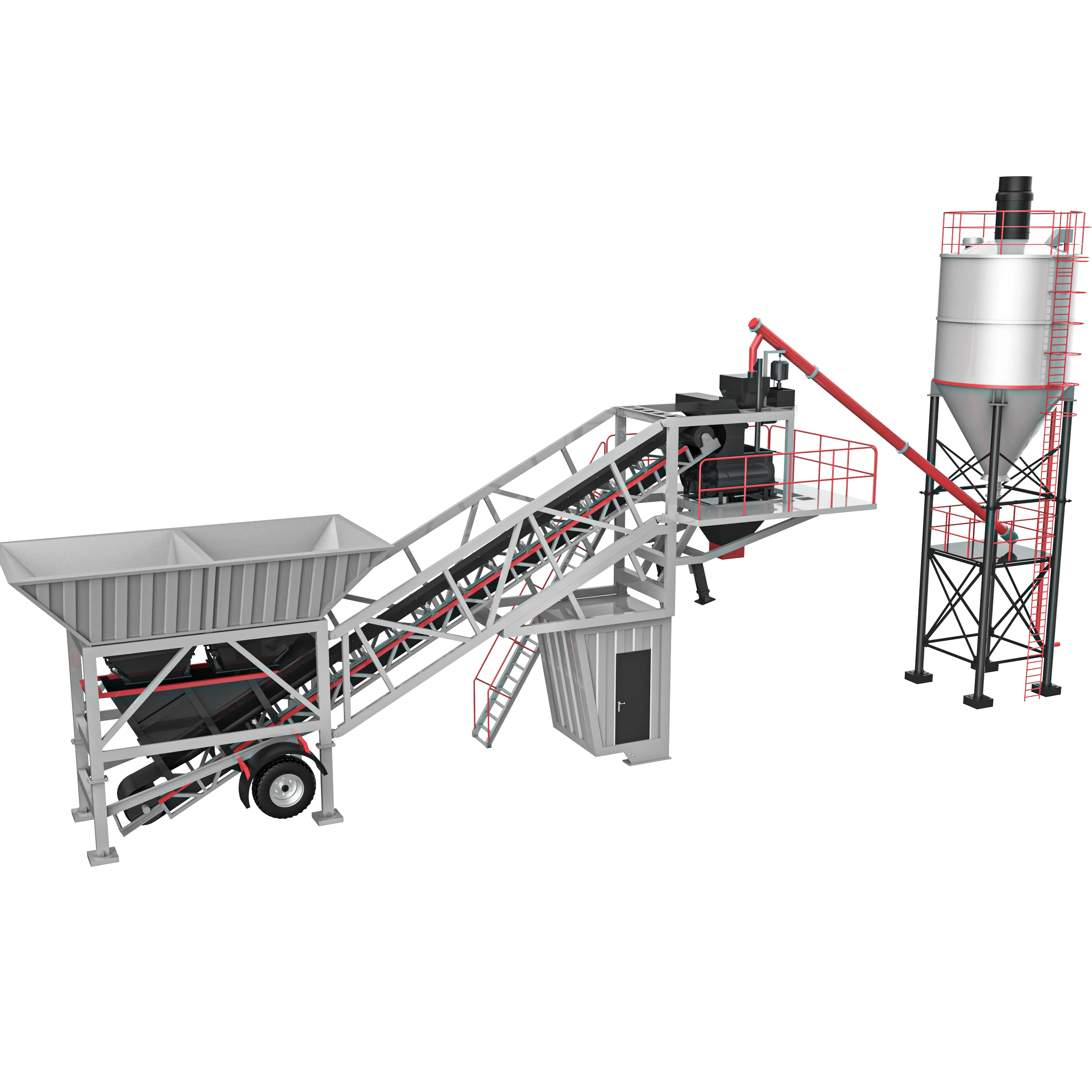 Mobile concrete batching plant 60m3/h Ready mix machine for sale