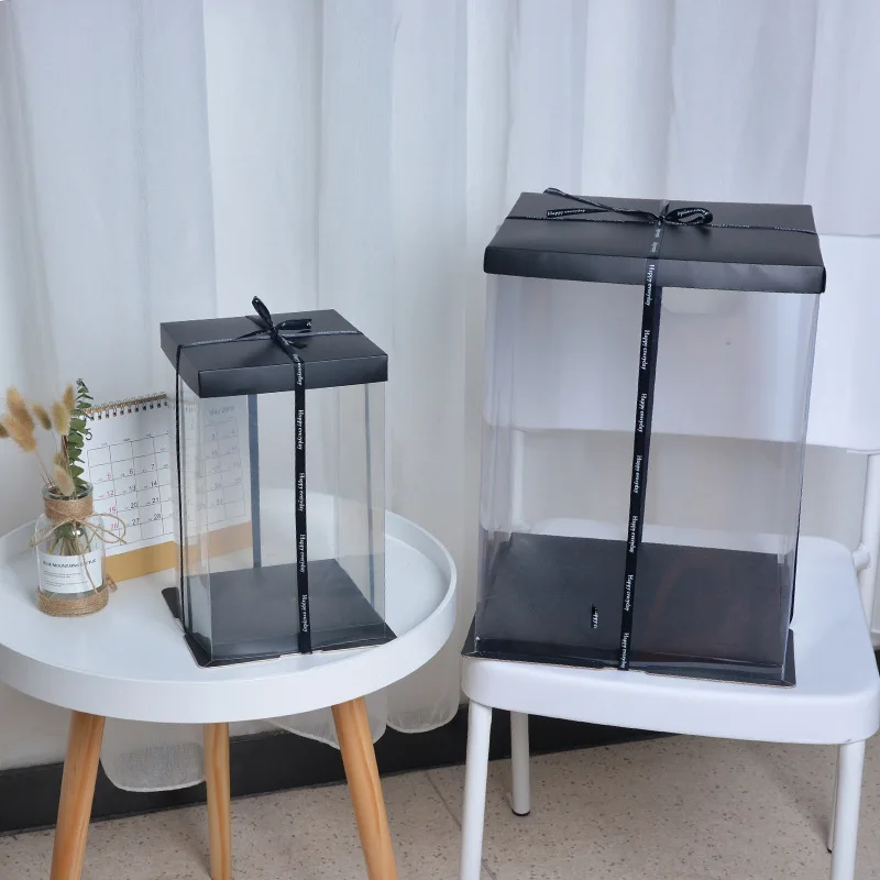 Wholesale Transparent Gift box Gift Box for Foam Rose Bear PVC Plastic Gift Box for Birthday