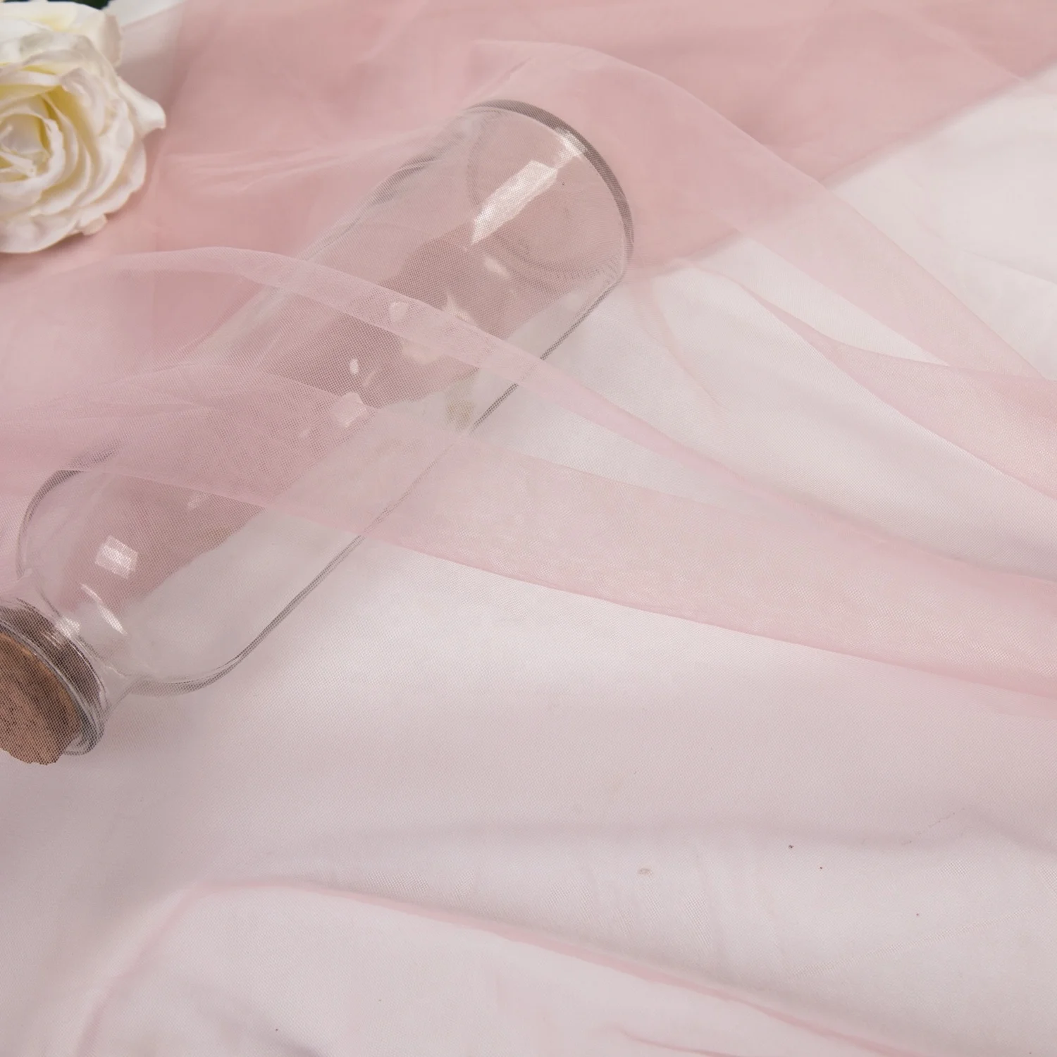 Fancy In Stock Soft Knitted 100% Nylon Transparent Tulle Fabric For Wedding Dress