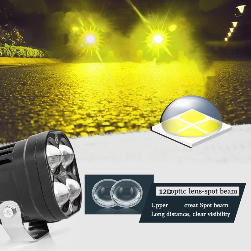 Dual colors 3 Inch motor vehicle lights motorcycle offroad led light Driving 4x4 Square Spotlight car led work light bar system
