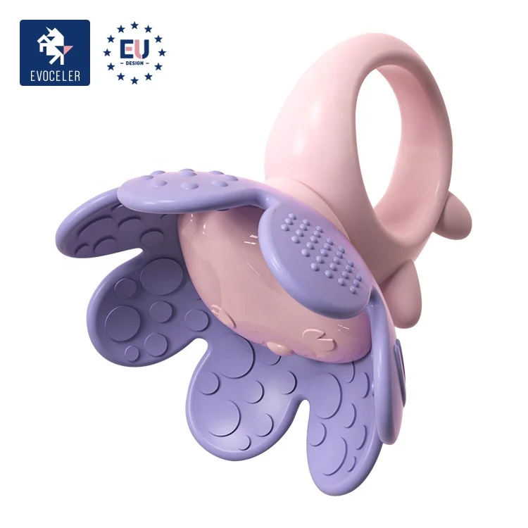 
EVOCELER 4 Colors Baby Teethers With Box Focus On Molars Nano Silver Liquid Silica Gel Material Silicone Teether 