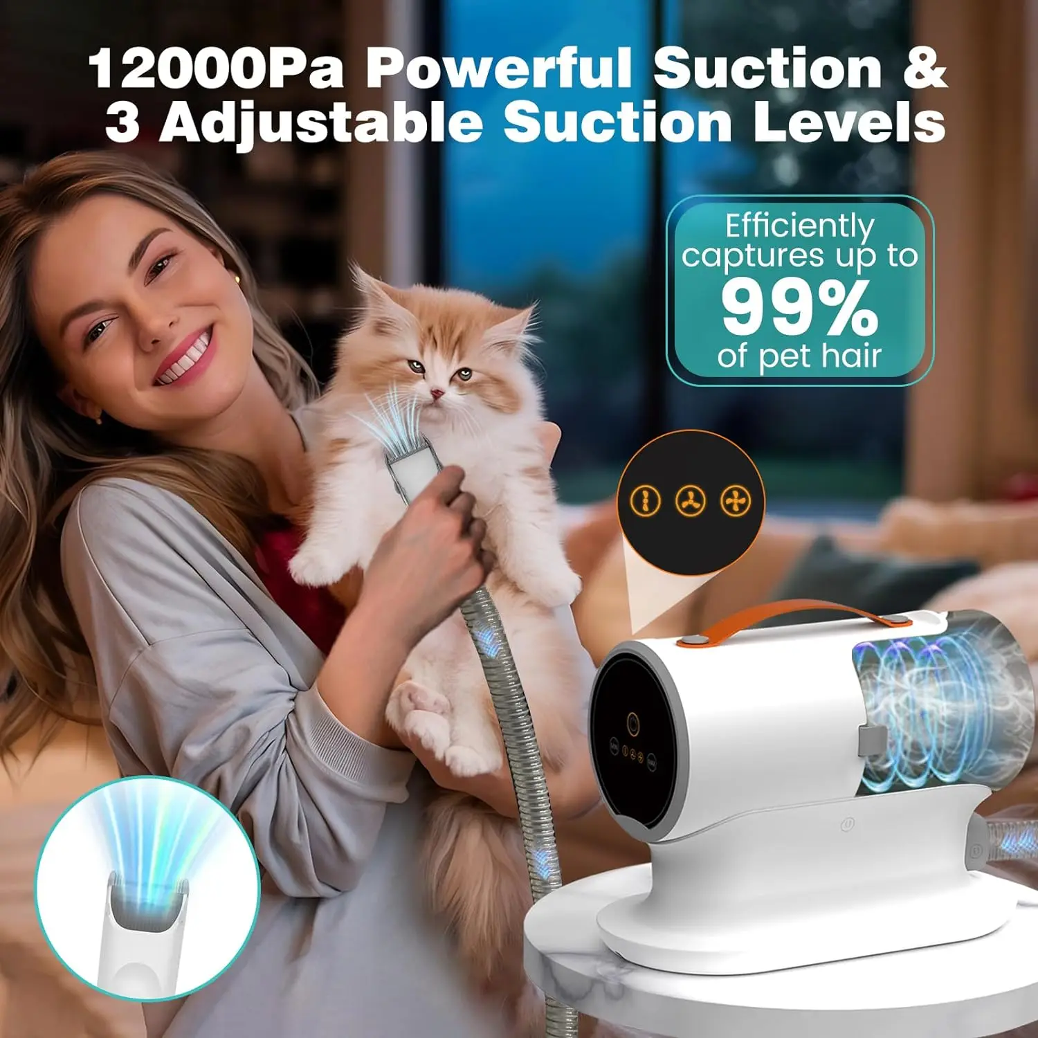 AIRROBO USA Germany Ship Pet Grooming Vacuum Dogs Cats Hair Clipper 5 in 1 Pet Grooming Kit With Comb Trimmer Cleaning Brush