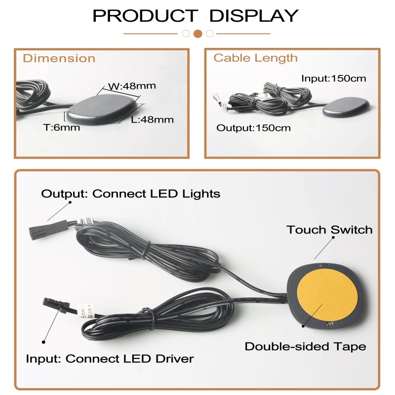 LED touch sensor switch 12V 5A 60W can penetrate wood, tile, stone, plastic touch switch