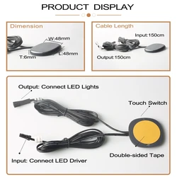 LED touch sensor switch 12V 5A 60W can penetrate wood, tile, stone, plastic touch switch