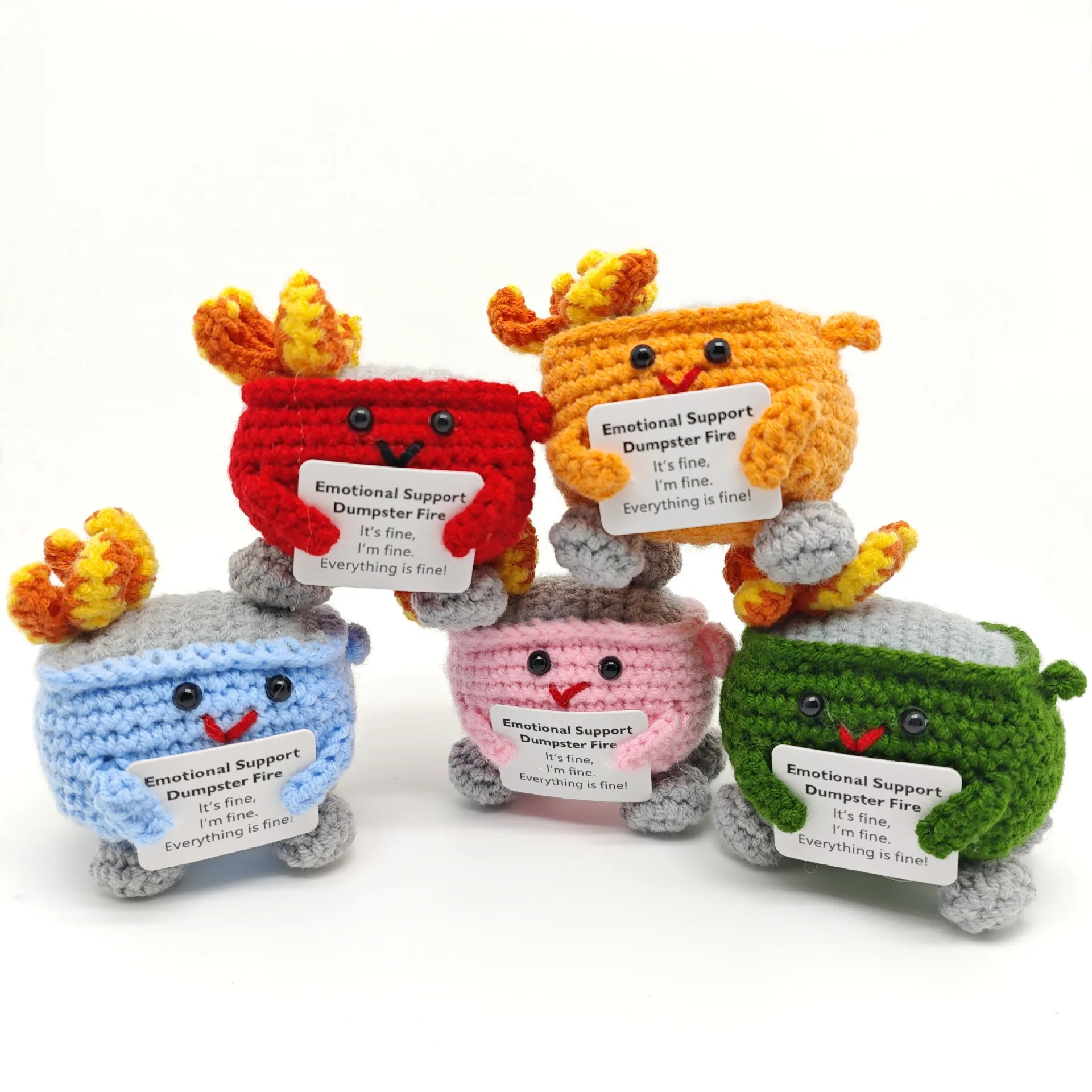 7 Colors Crochet Dumpster Fire Emotional Support Dumpster Fire Support Positive Potatoes Crochet Dumpster Fire Knitting Doll Toy