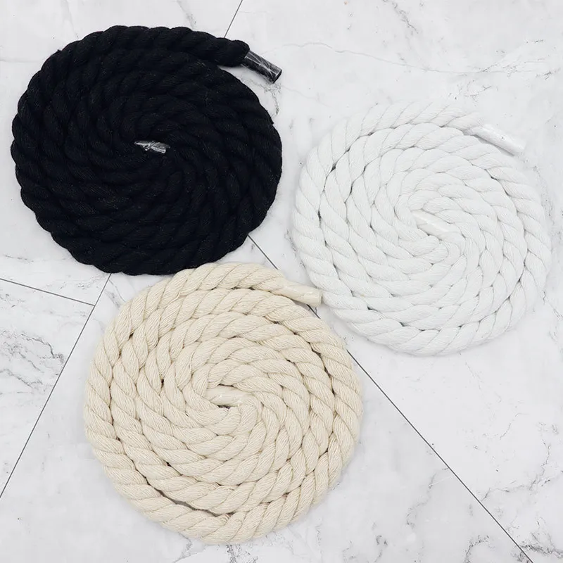 Vintage Outdoor Sports Shoe Lace 10mm round Polyester Cotton Twisted Cord Thick Rope for Outdoor Sports Accessories