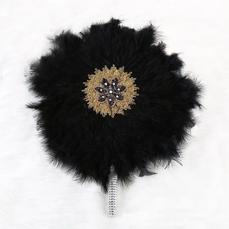 13 Colors Available Large Africa Bridal Feather Hand Fan Wedding Feather Fans for Traditional Wedding Party Decoration