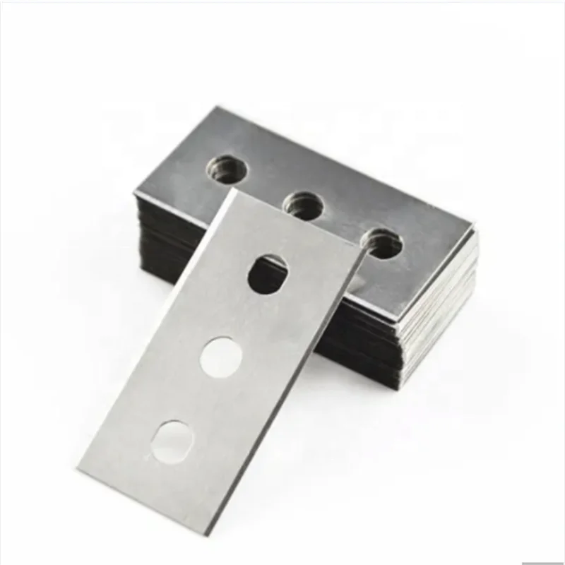 Surface polished three holes fiber and textile cutting tungsten carbide knife blade