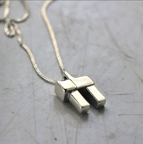 Chunky Judaica Chai Charm Pendant necklace Jewish Jewelry Silver Chai Jewish Necklace for men or women