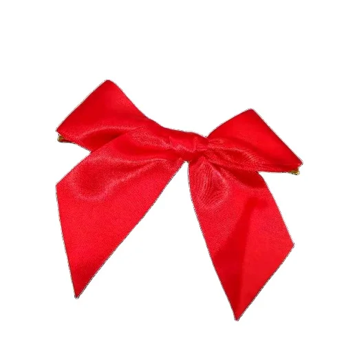 Custom Printable Pre Tied Bow With Wire Twist Tie/Pretied Twist Tied Candy Satin Gift Bow