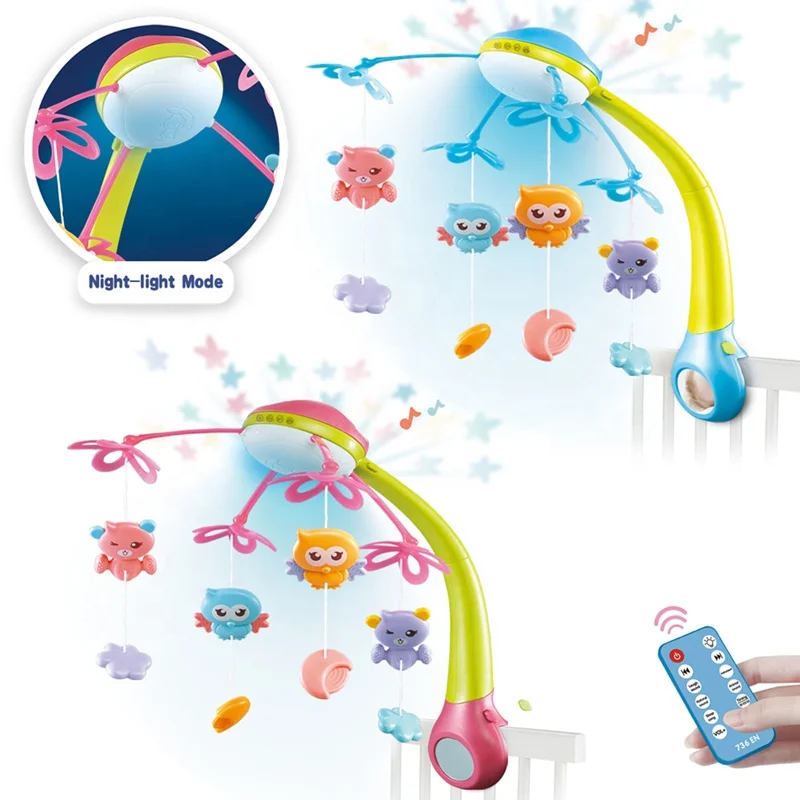 Baby rotating bell crib mobile baby with projection function, remote control baby music bed bell