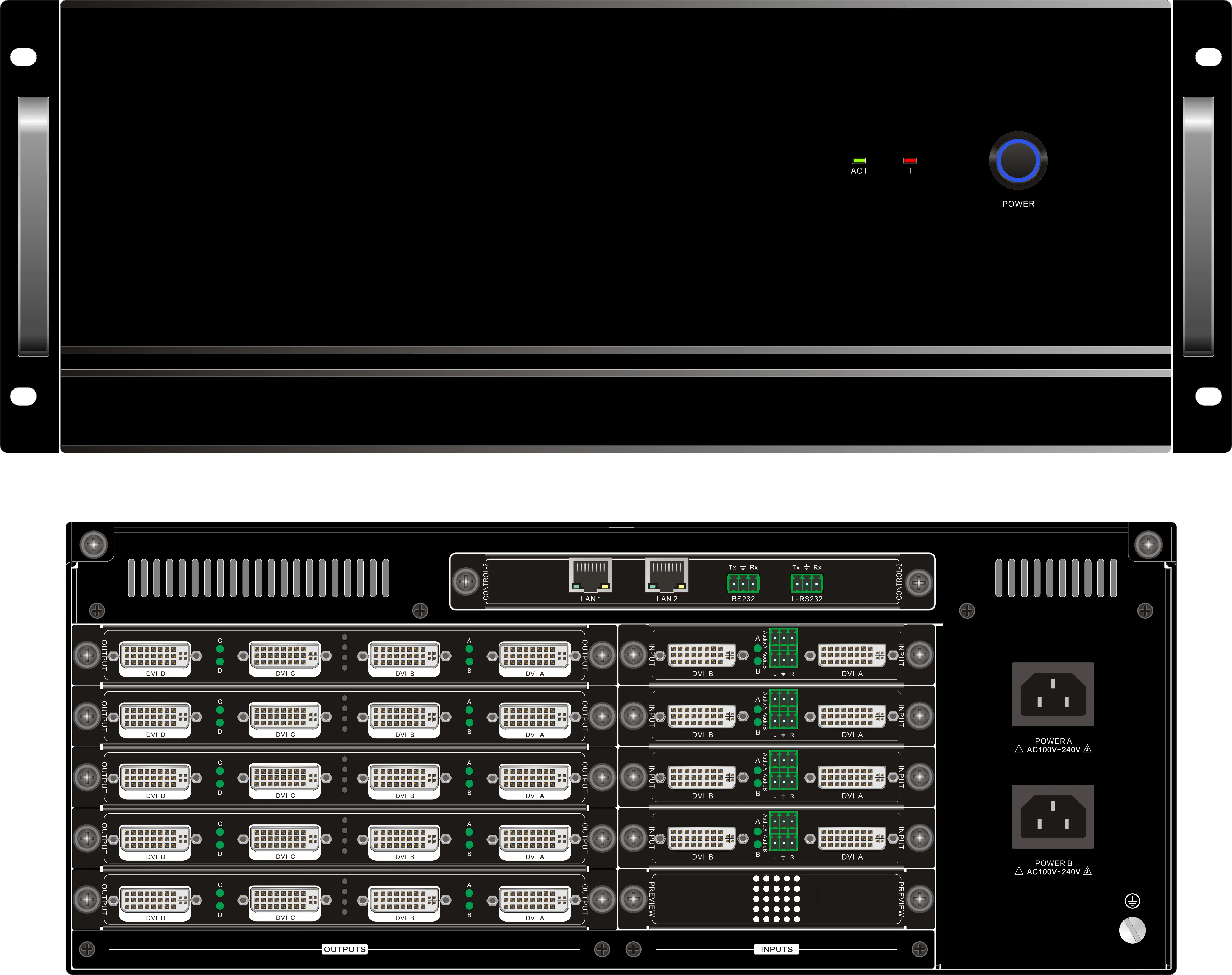 Video wall controller 4k 3x5 36x36 72x72 Input