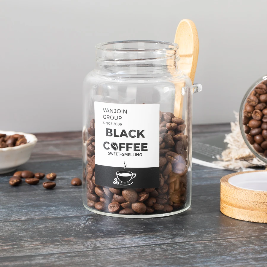 300ml high borosilicate wide mouth airtight food glass container kitchen accessories storage jars with bamboo spoon and lids