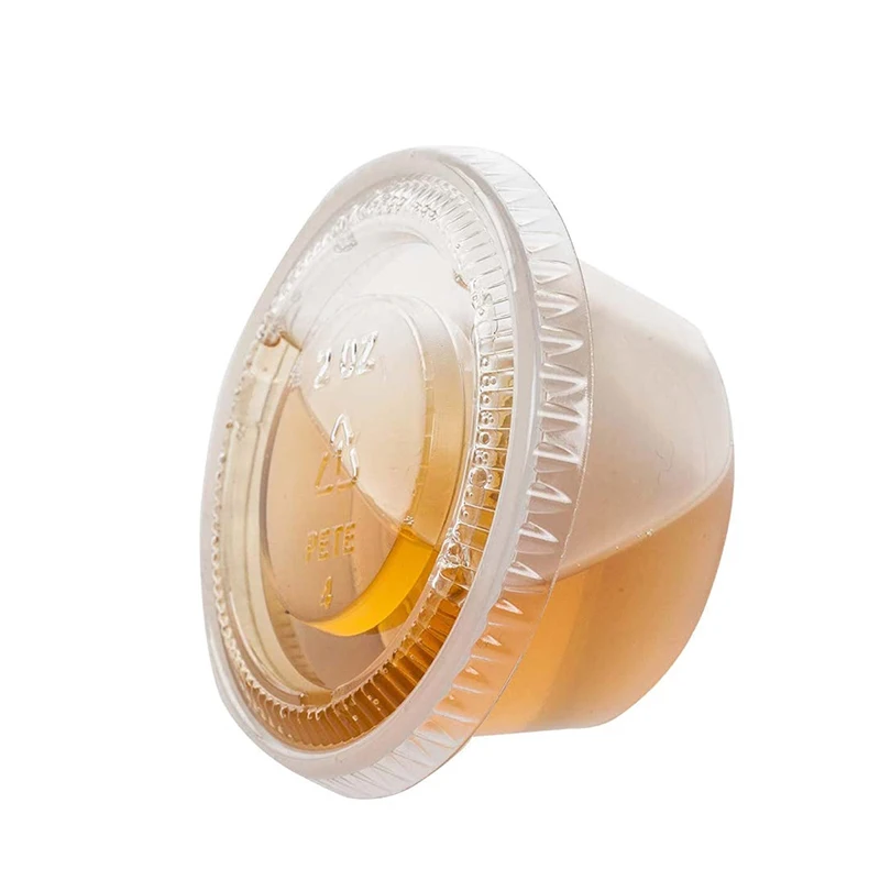 Premium Quality Plastic Disposable Portion Sauce Cups with Strong Lids Condiment Cup Leak-Resistant, Tight fit