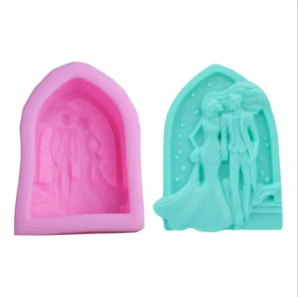 Yiwu Bobao European wedding sugar turning silica gel mold bridegroom and bride cake decoration mold DIY soap baking utensils