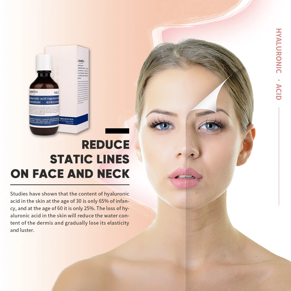 Фирменная торговая марка Longrich, купить гиалуроновую кислоту для ухода за кожей, прозрачная сыворотка с гиалуроновой кислотой