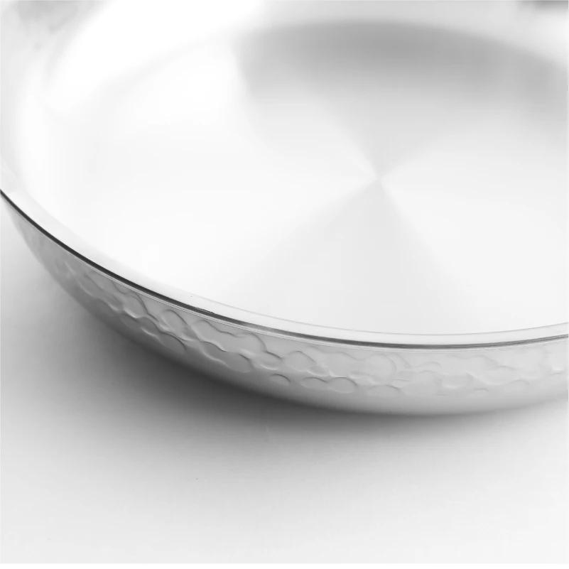 7'  mini french 3 ply frying pan stainless steel fry pan with hammered pattern