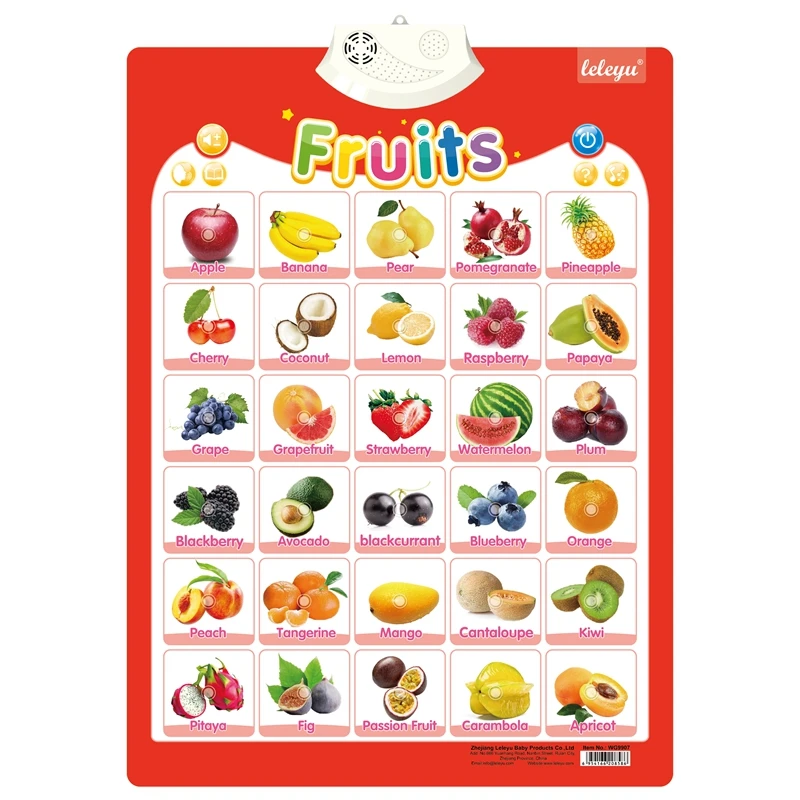 New Kids cheap Learning ABC animal fruit Posters Interactive Hanging letter Talking Wall Chart Educational Toys for Toddler