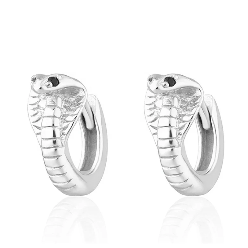 Gemnel 925 silver 18k gold plated zircon animal snake hoop earrings for women