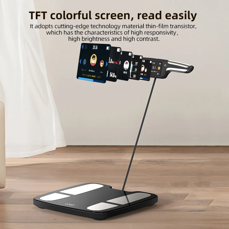 8 Electrode Gym Big TFT Colorful Screen BMI Scale WiFi Bluetooth Body Impedance Analysis Machine Rechargeable Bathroom Scales