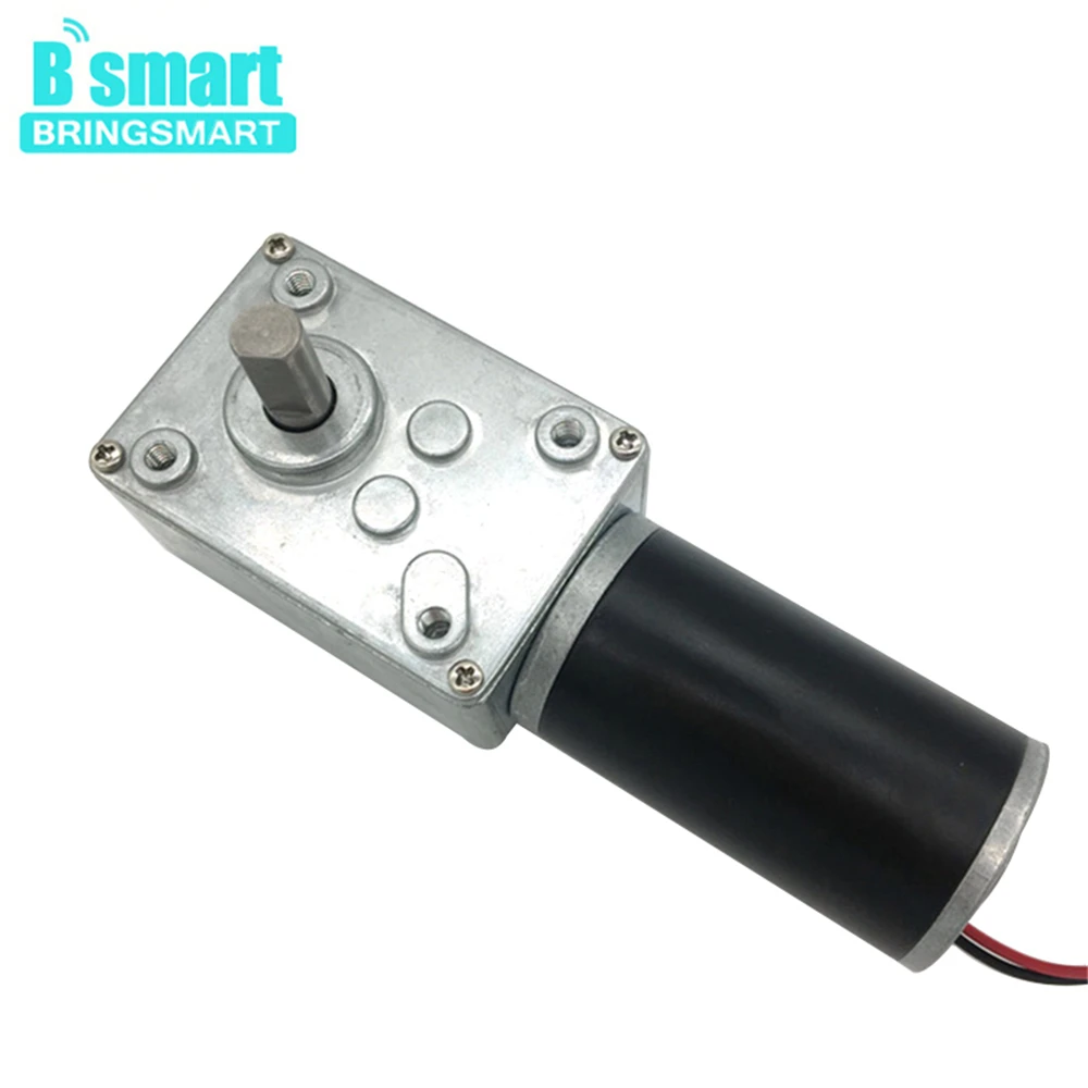 BringSmart 1.6-70kg.cm high torque worm gear motor 24v brush  dc motor 12v low rpm for robot price dc worm geared motor