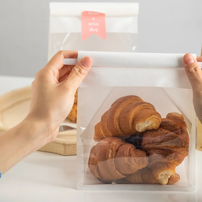 Disposable Iron Wire Sealing Open Window Plain Baking Bread Packing Kraft Paper Bag Pouch French Toast Packaging