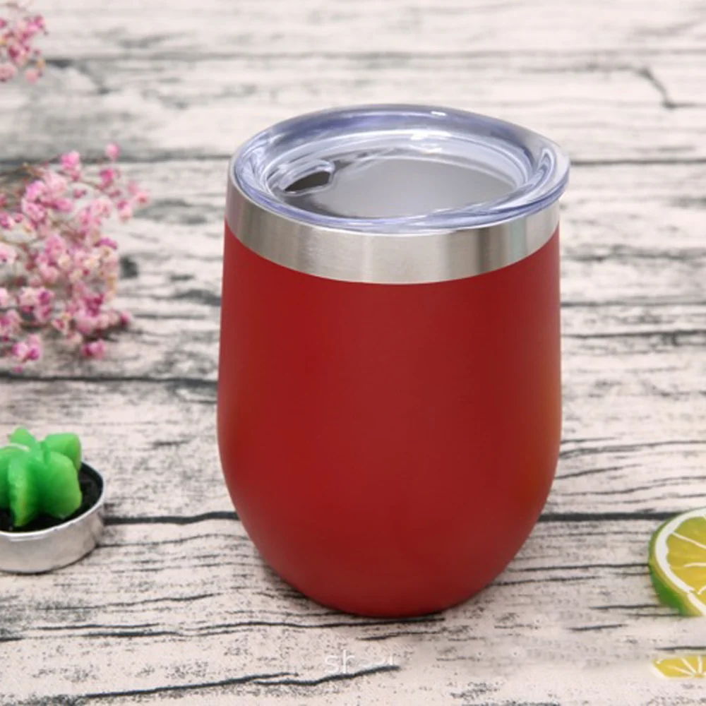 Изолированный стакан для вина с двойной стенкой и крышкой, стакан для вина из нержавеющей стали объемом 12 унций