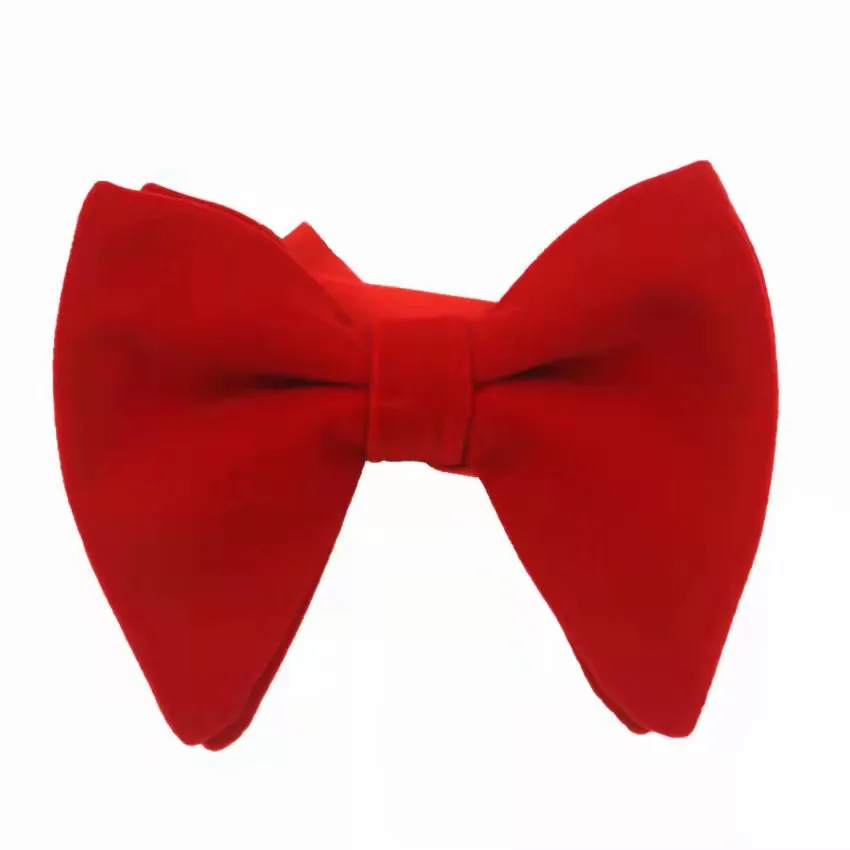 Регулируемый однотонный деловой галстук-бабочка для смокинга, банкетный галстук-бабочка с предварительно завязанным бархатным большим галстуком-бабочкой для мужчин