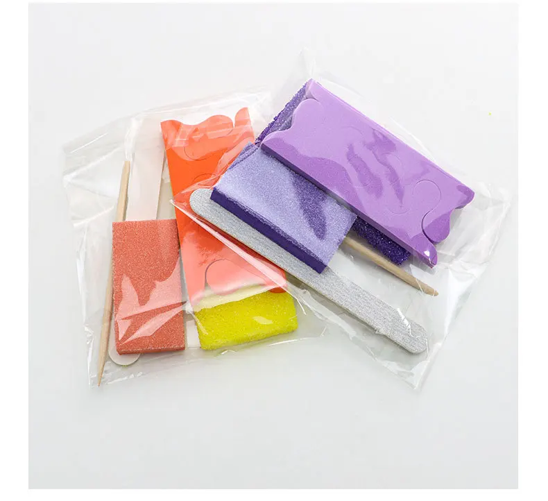 Manicure Pedicure Tool Kit Purple Nail Buffer with Cuticle Pusher Wood Stick Remove Cleaning Nail File And Nail Buffer Set