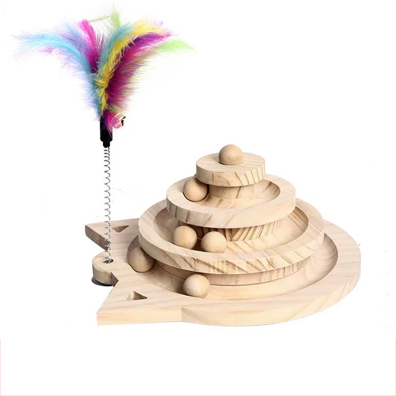 
Cat Toy Solid Wood Turntable Durable Cat Scratching Board 