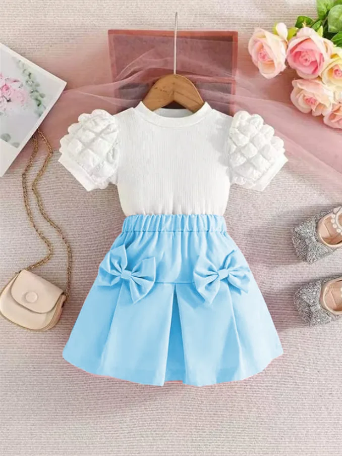 2024 New Kids Outfit Toddler Boutique Skirt And T-shirt Two Piece Girls Clothing Sets Sweet For Little Girls