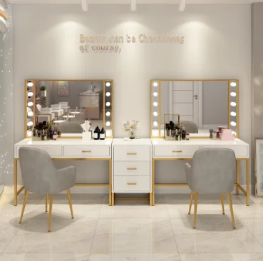 Wedding Dresser Makeup Desk with Lamp Mirror Photography Studio Makeup Desk