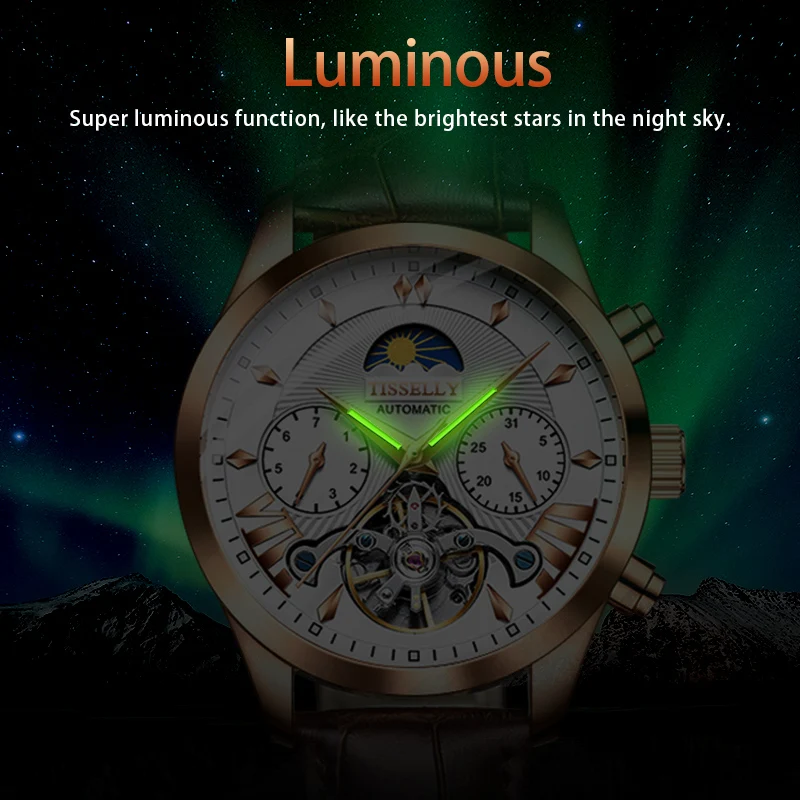 Best-selling Style Leather Band Automatic Movement Watches in Wristwatches 911