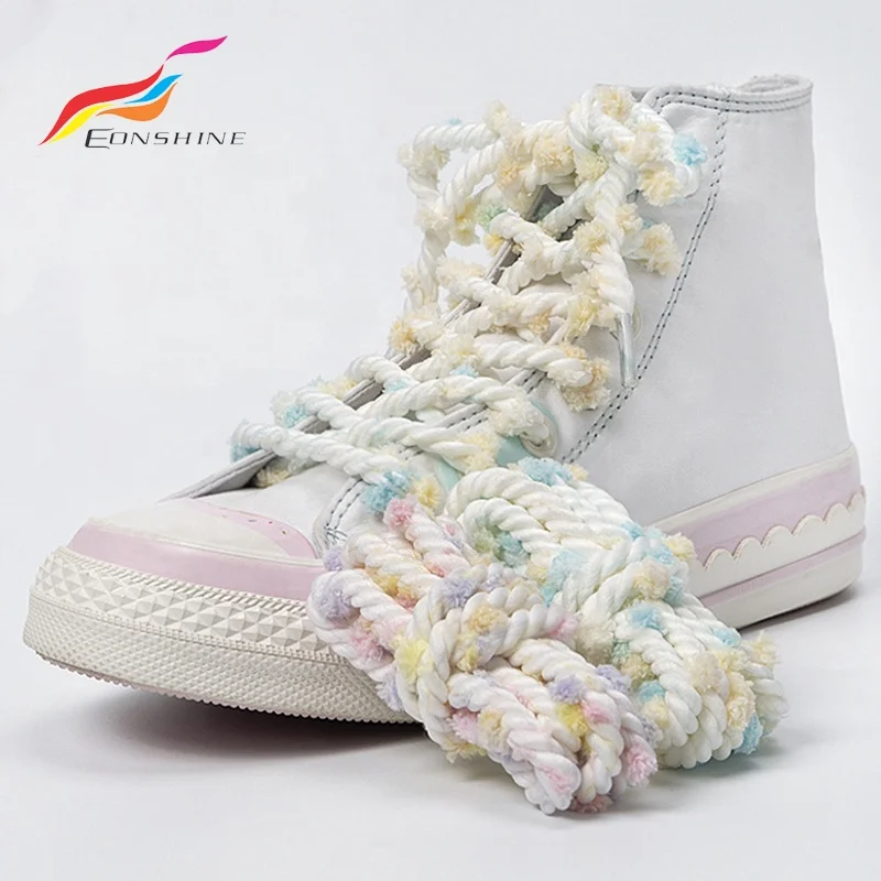 Custom Plush Shoe Laces Polyester Round Shoelaces Replacement Shoe Laces For Sneakers